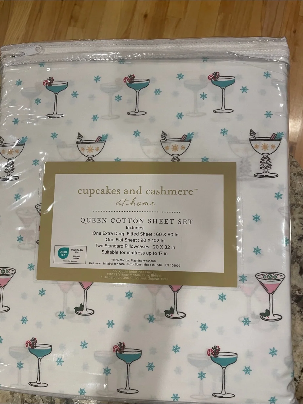 NWT cupcakes and cashmere Holiday Queen Cotton Sheet Set